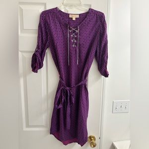 Michael Kors navy and purple midi dress